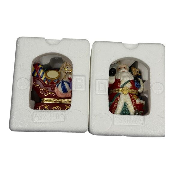 Traditions PORCELAIN CHRISTMAS SANTA & SLEIGH Decorative KEEPSAKE TRINKET BOX - Picture 10 of 16
